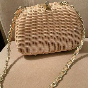 Vintage ADG Purse Woven Beige Made In Hong Kong